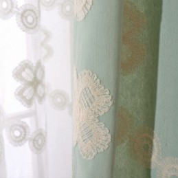 Nordic Style Cotton Blackout Curtain Made to Measure Curtain Floral Embroidered