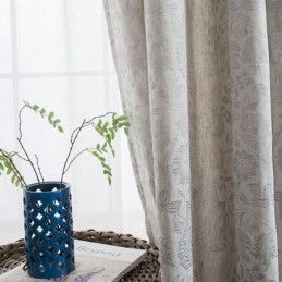 Nordic Blackout Curtain Made to Measure Curtain Linen Plant Jacquard For Living Room Bedroom