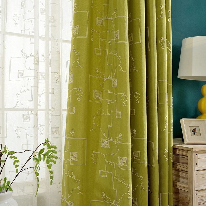 Cotton Blackout Curtain Made to Measure Curtain Nordic Style Embroidered For Living Room Bedroom