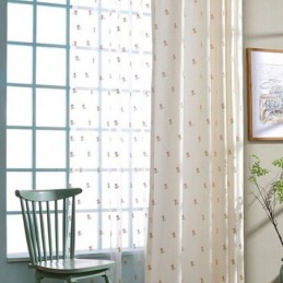 Floral Embroidered Curtain Made to Measure Curtain Nordic Cotton For Living Room Bedroom