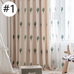 Curtains Kids Style Cactus Embroidered