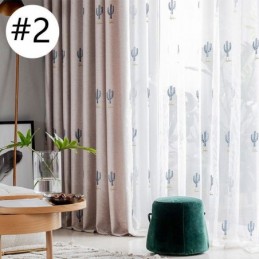 Curtains Kids Style Cactus Embroidered