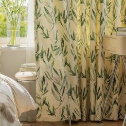 American Chevron Curtains Ink Bamboo Leaf Printed