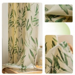 American Chevron Curtains Ink Bamboo Leaf Printed