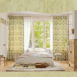 American Chevron Curtains Ink Bamboo Leaf Printed