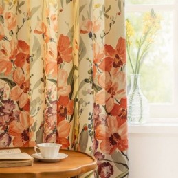 Chevron Curtains American Floral Print