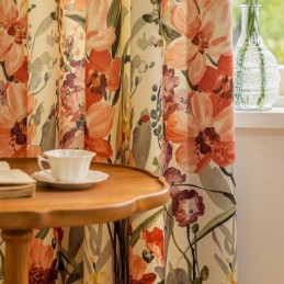 Chevron Curtains American Floral Print