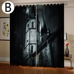 Curtain Made to Measure Curtain Horror Castle Digital Printing American Curtains