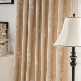 Plant Embroidered Curtain Made to Measure Curtain Nordic Style Cotton For Living Room Bedroom