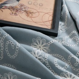 Plant Embroidered Curtain Made to Measure Curtain Nordic Style Cotton For Living Room Bedroom