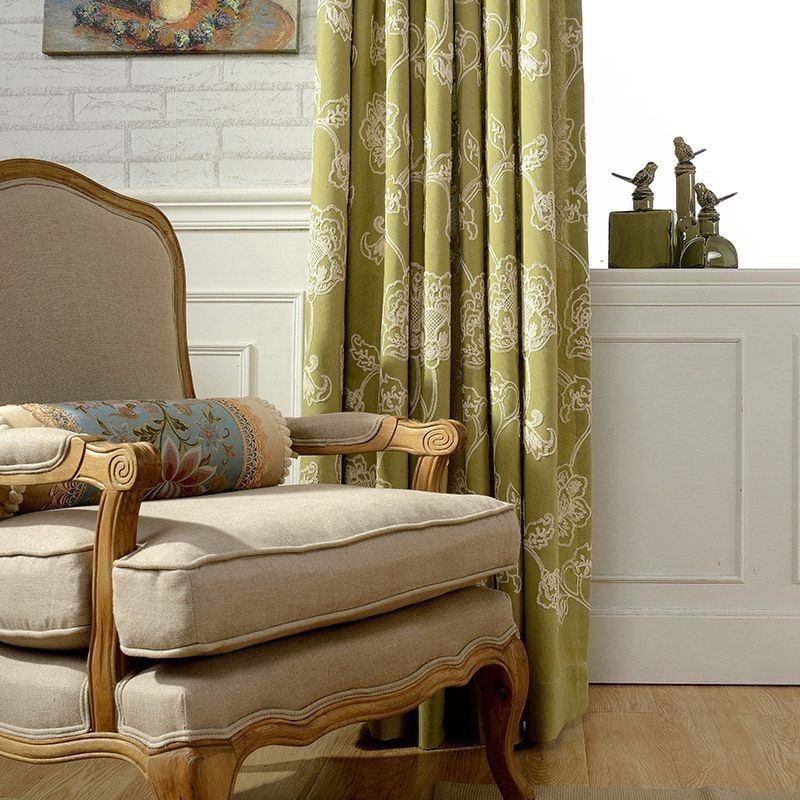 Cotton Linen Blackout Curtain Made to Measure Curtain Nordic Floral Embroidered For Living Room Bedroom