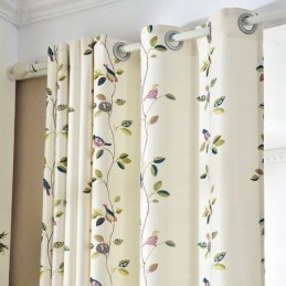 Velvet Curtains American Style Leaf Bird Print