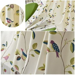 Velvet Curtains American Style Leaf Bird Print