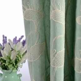 Nordic Blackout Curtain Made to Measure Curtain Plant Embroidered For Living Room Bedroom