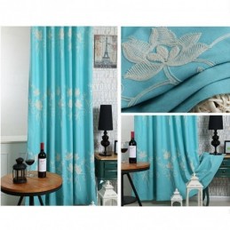 Cotton Linen Blackout Curtains Nordic Flowers Embroidered