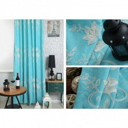 Cotton Linen Blackout Curtains Nordic Flowers Embroidered