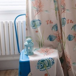 Cotton Blackout Curtains Kids Style Underwater World Printed