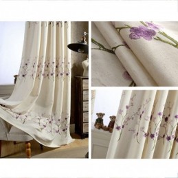 Nordic Blackout Curtain Made to Measure Curtain Cotton Plum Blossom Embroidered