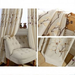 Nordic Blackout Curtain Made to Measure Curtain Cotton Plum Blossom Embroidered