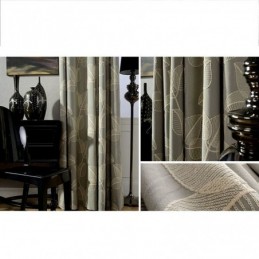 Cotton Linen Blackout Curtain Made to Measure Curtain Nordic Leaf Embroidered For Living Room Bedroom