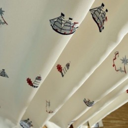 Children Style Cotton Blackout Curtain Made to Measure Curtain Sail Lighthouse Embroidered