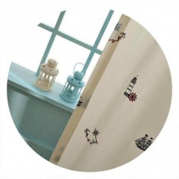 Children Style Cotton Blackout Curtain Made to Measure Curtain Sail Lighthouse Embroidered