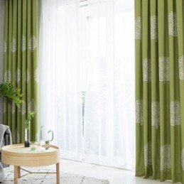 Nordic Style Linen Curtain Made to Measure Curtain Tree Embroidered For Living Room Bedroom
