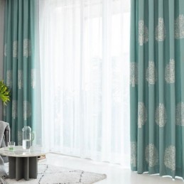 Nordic Style Linen Curtain Made to Measure Curtain Tree Embroidered For Living Room Bedroom