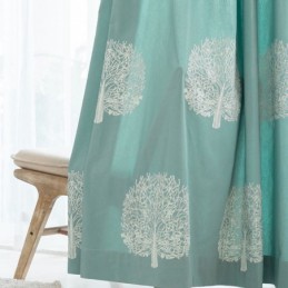 Nordic Style Linen Curtain Made to Measure Curtain Tree Embroidered For Living Room Bedroom