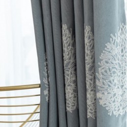Nordic Style Linen Curtain Made to Measure Curtain Tree Embroidered For Living Room Bedroom