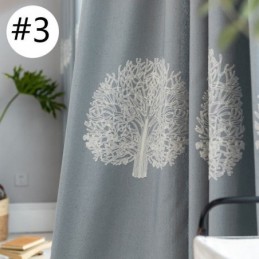 Nordic Style Linen Curtain Made to Measure Curtain Tree Embroidered For Living Room Bedroom