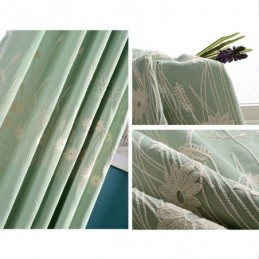 Cotton Blackout Curtain Made to Measure Curtain Nordic Plant Embroidered For Living Room Bedroom