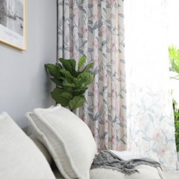 Cotton Blackout Curtain Made to Measure Curtain Nordic Style Plant Print For Living Room Bedroom