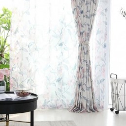 Cotton Blackout Curtain Made to Measure Curtain Nordic Style Plant Print For Living Room Bedroom