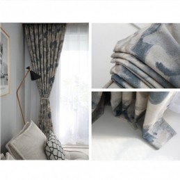 Cotton Linen Blackout Curtains Nordic Printed For Living Room Bedroom