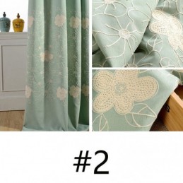 Nordic Cotton Linen Blackout Curtain Made to Measure Curtain Flower Embroidery For Living Room Bedroom