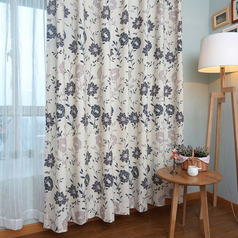 Nordic Cotton Blackout Curtains Printed Floral Window For Living Room Bedroom