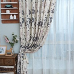 Nordic Cotton Blackout Curtains Printed Floral Window For Living Room Bedroom