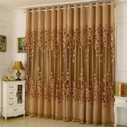 Classic Voile Curtain Made to Measure Curtain Panle Country Style Magnificent Flower Branch Jacquard