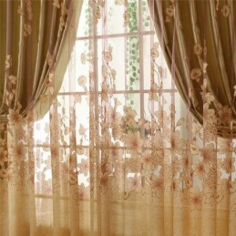 Classic Voile Curtain Made to Measure Curtain Panle Country Style Magnificent Flower Branch Jacquard