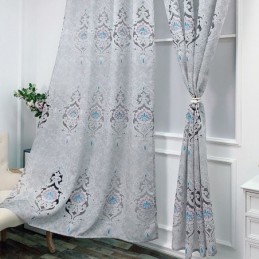 Embroidered Blackout Curtain Made to Measure Curtain European Style Floral Window Drapes For Living Room