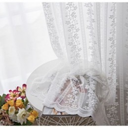 French Lace Floret Voile Sheer Curtain Made to Measure Curtain Panel Balcony Living Room One