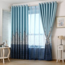 Castle Printed Blue Curtain...
