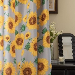 Polycotton Curtain Made to Measure Curtain American Sunflower Printed Semi Blackout Curtains