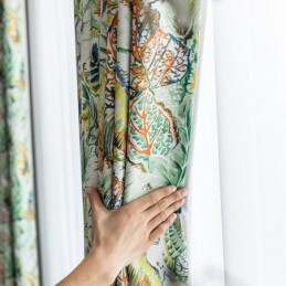 Curtain Made to Measure Curtain Oil Painted Leaves American Printed Blackout Curtains