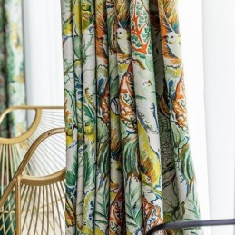 Curtain Made to Measure Curtain Oil Painted Leaves American Printed Blackout Curtains