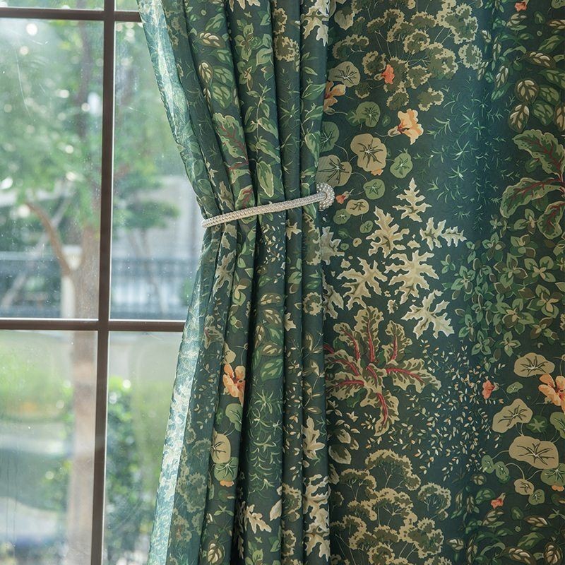 American Polycotton Curtain Made to Measure Curtain Plants Printed Semi Blackout Curtains