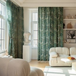 American Polycotton Curtain Made to Measure Curtain Plants Printed Semi Blackout Curtains