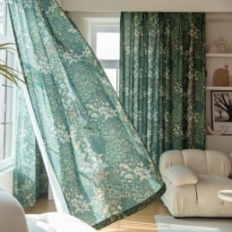 American Polycotton Curtain Made to Measure Curtain Plants Printed Semi Blackout Curtains