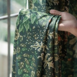 American Polycotton Curtain Made to Measure Curtain Plants Printed Semi Blackout Curtains